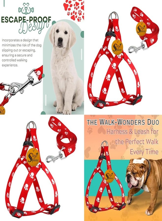 Sage Square Adjustable Scarf Cum Bandana Cum Neckerchief Collar for Dog/Cat/Puppy/Kitten + Red Harness Leash Set - Comfortable & Stylish Pet Walking Accessories for Dogs & Cats, Comfortable, Stylish - Image 4